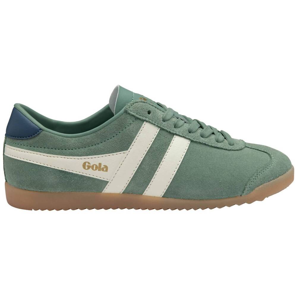 NEW GOLA women's bullet suede trainer sneakers in green/off white